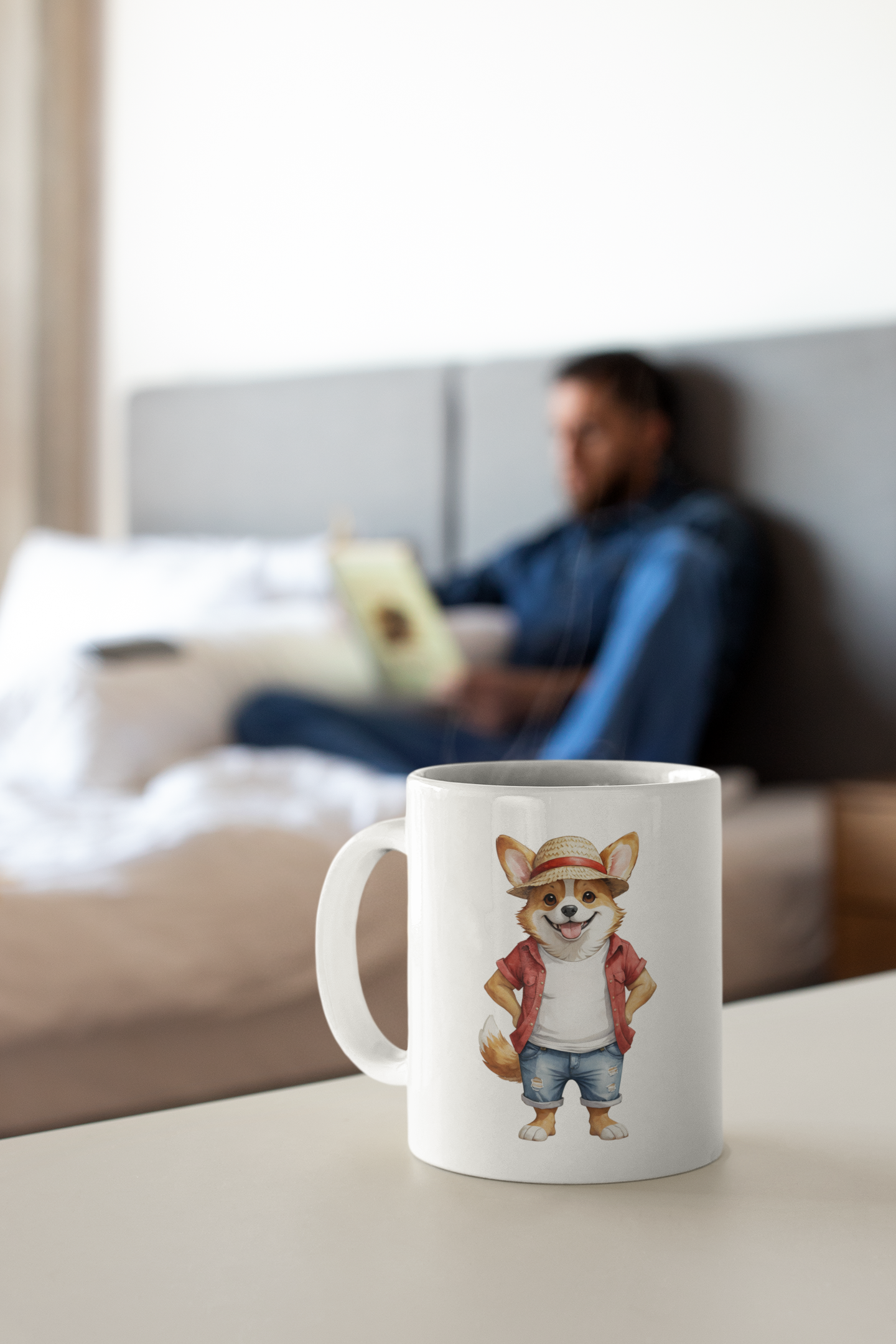 Corgi One Treat White Glossy Mug