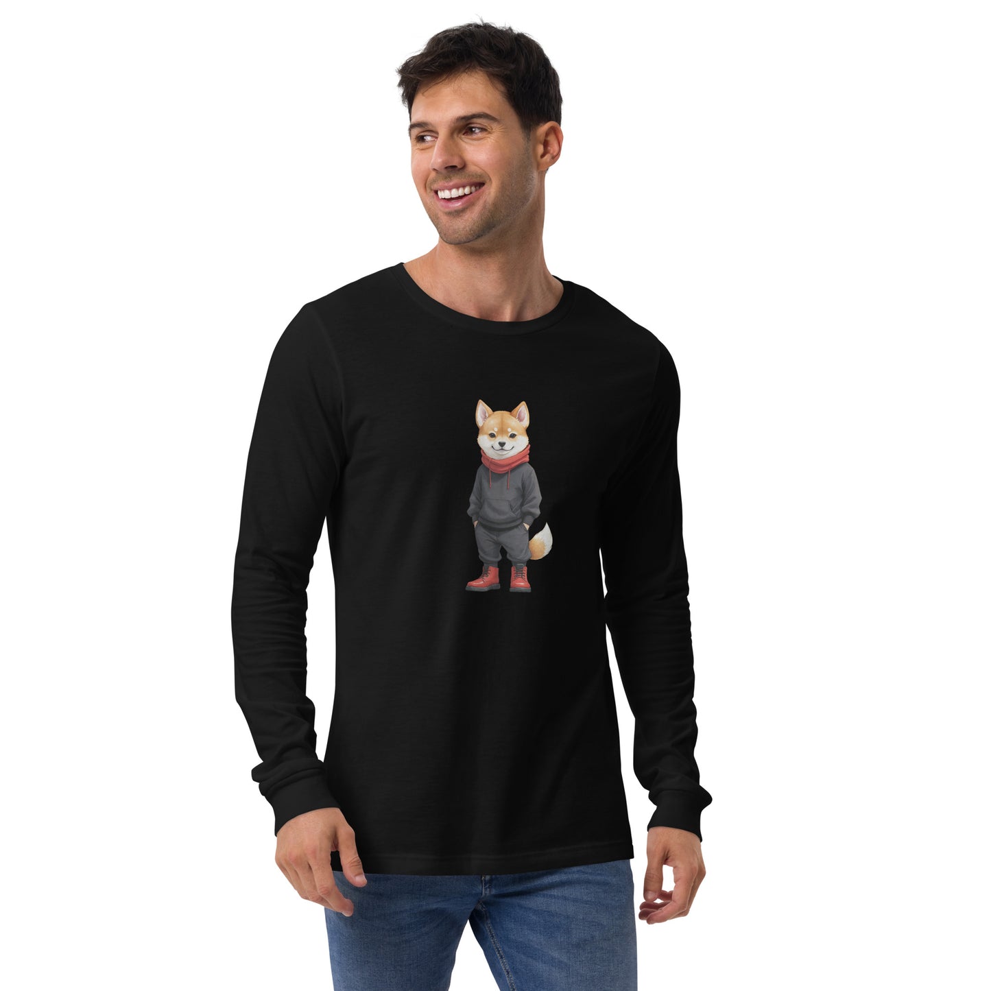 Shiba Inu Jujutsu Large Print Long Sleeve T-Shirt