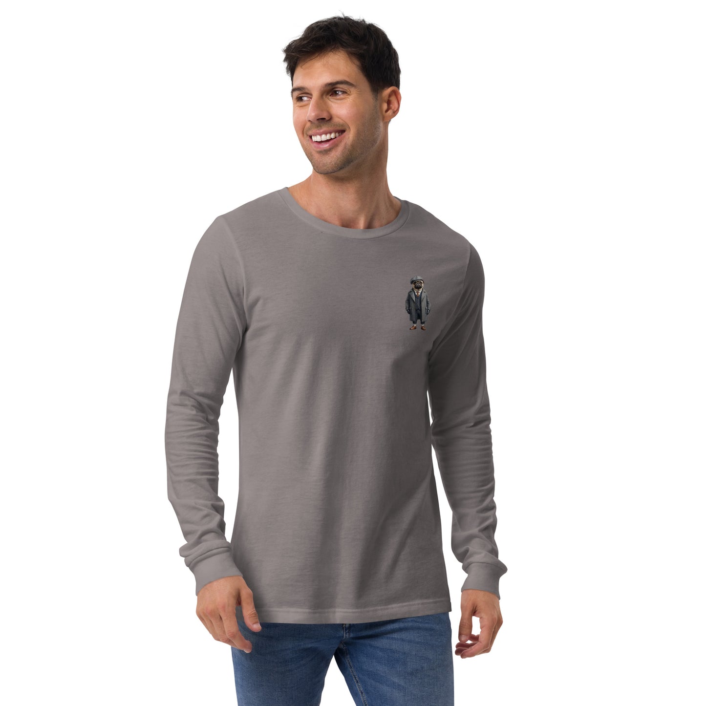 Pug Vintage Shelby Small Print Long Sleeve T-Shirt