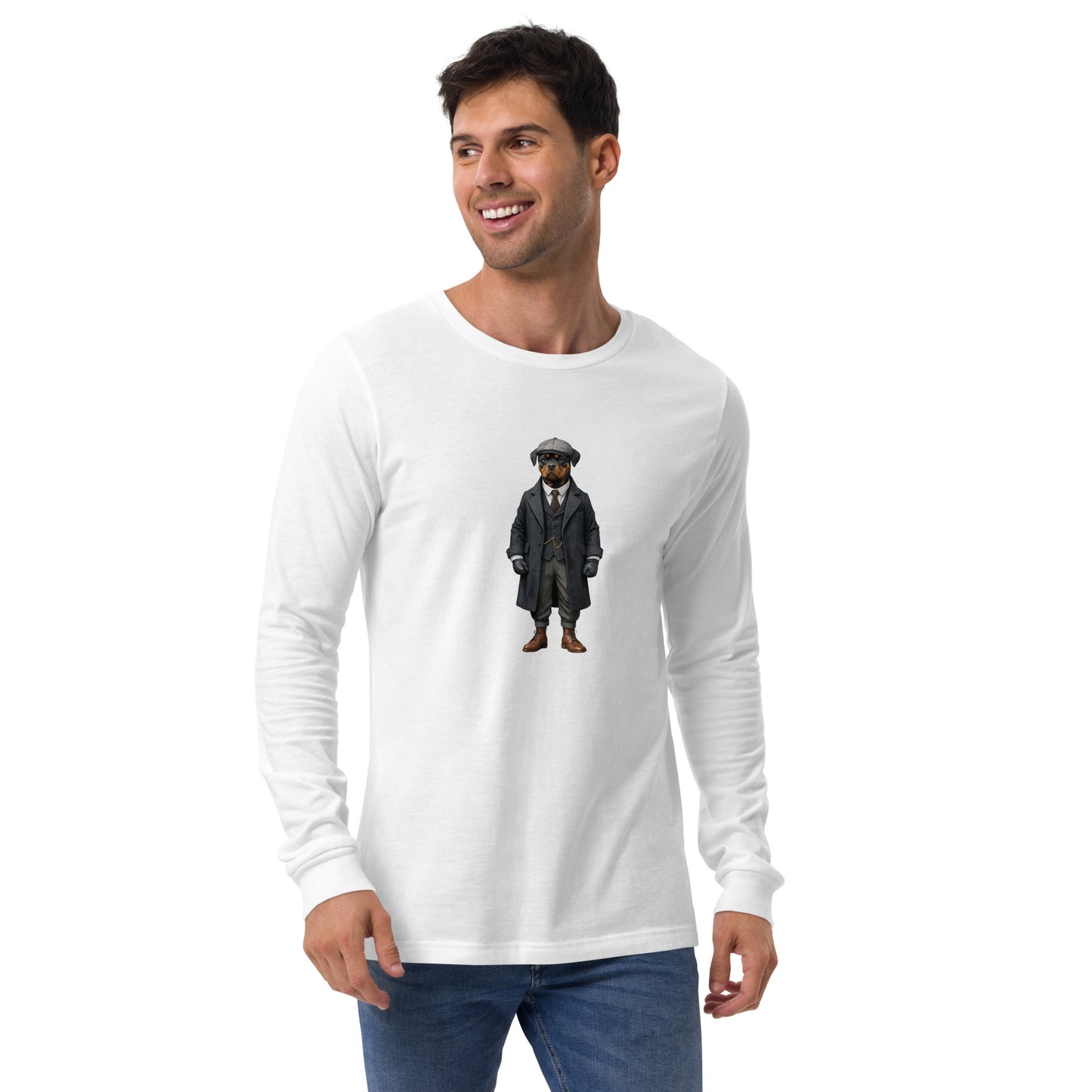 Rottweiler Vintage Shelby Large Print Long Sleeve T-Shirt