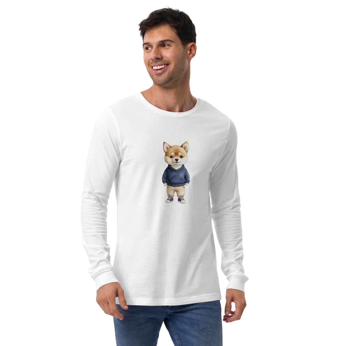 Shiba Inu Summer Treat Large Print Long Sleeve T-Shirt
