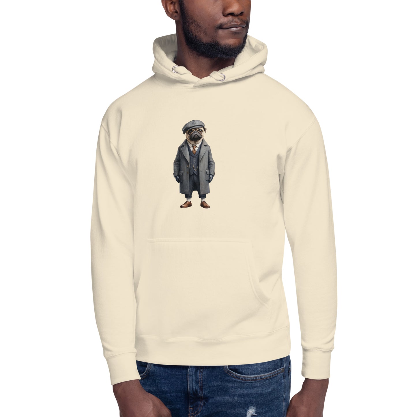 Pug Vintage Shelby Large Print Unisex Hoodie
