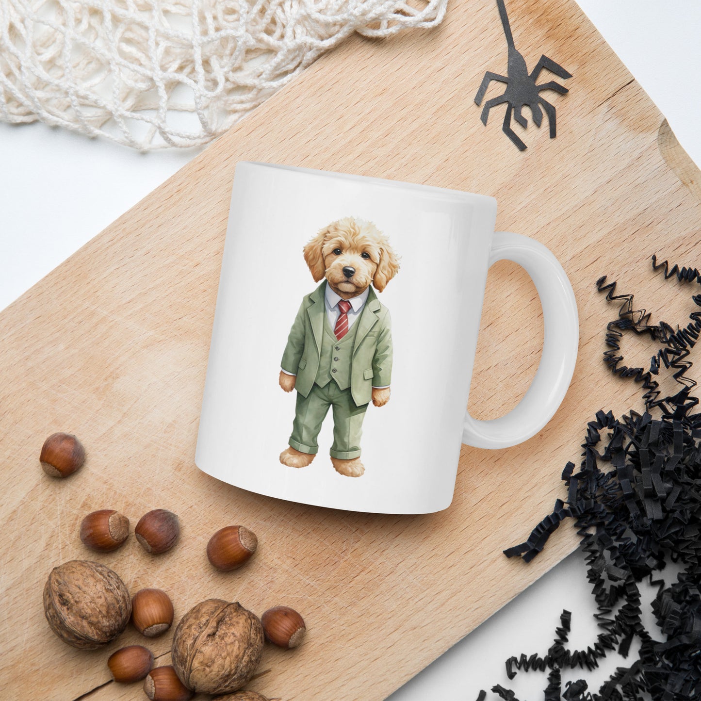 Goldendoodle Spy x White Glossy Mug