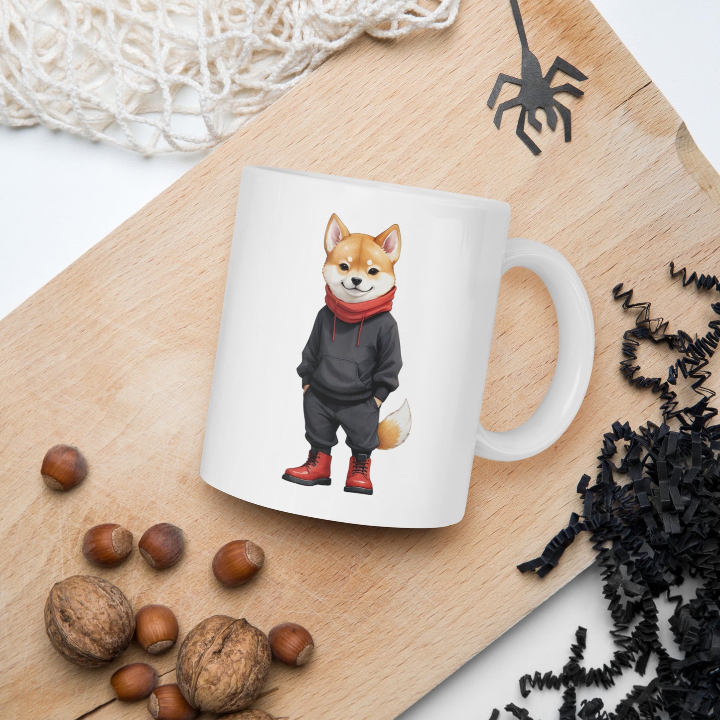 Shiba Inu Jujutsu White Glossy Mug