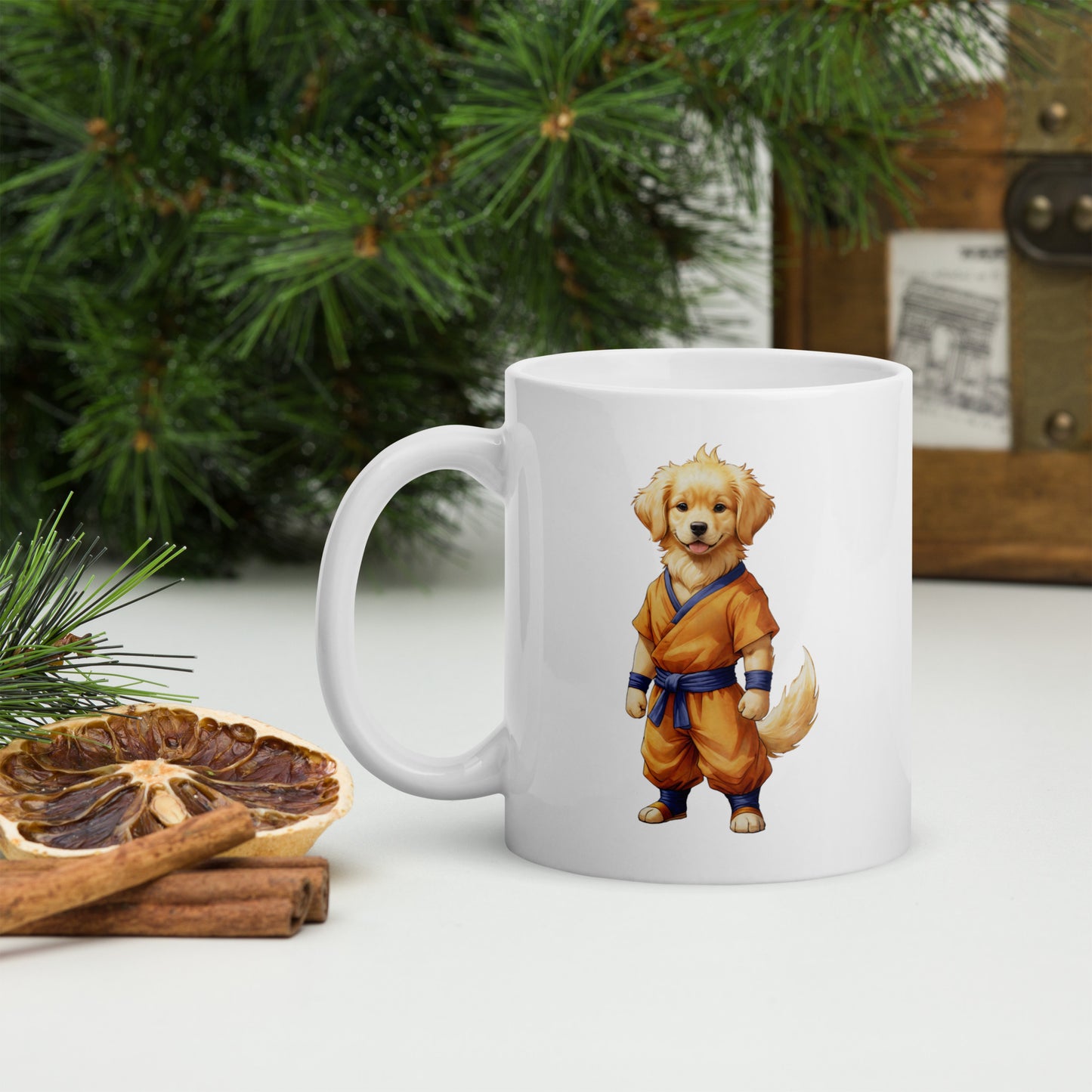 Golden Retriever Martial Art White Glossy Mug