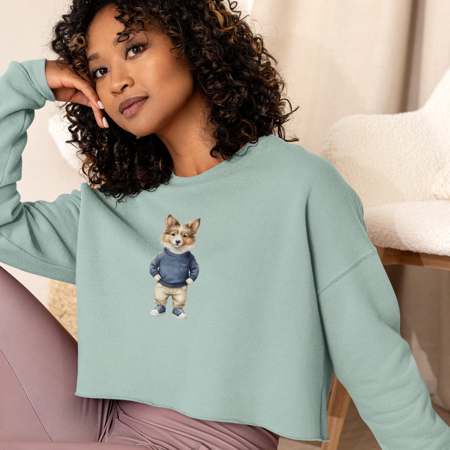 Shetland Sheepdog Joy Crop Sweatshirt