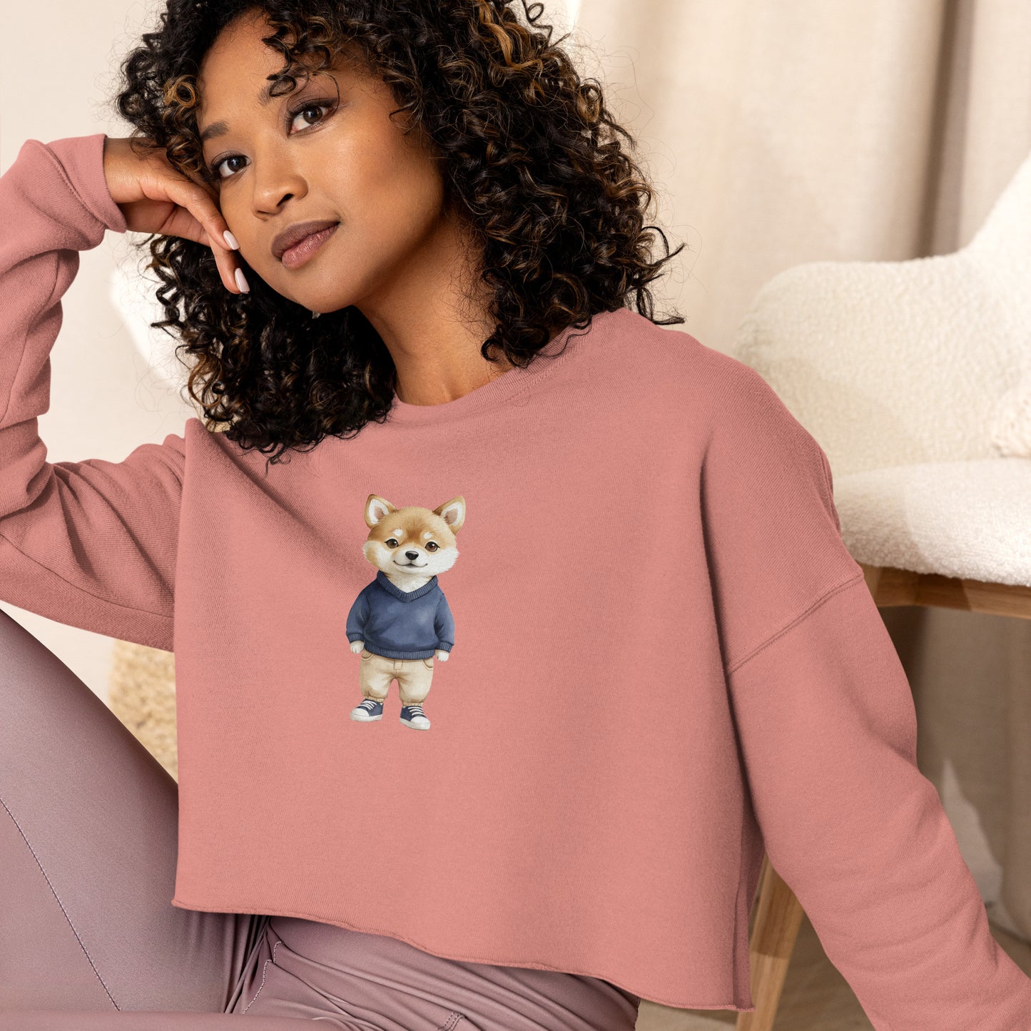 Shiba Inu Summer Treat Crop Sweatshirt