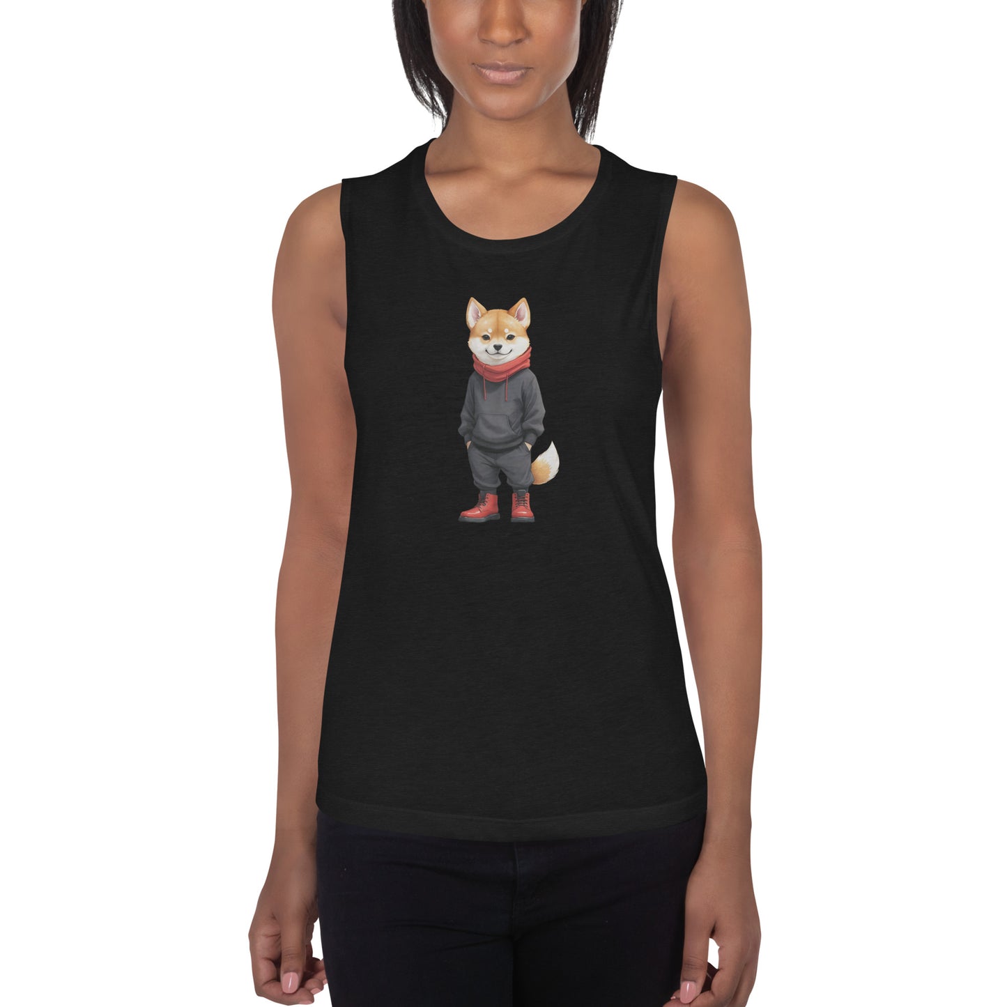 Shiba Inu Jujutsu Ladies’ Muscle Tank