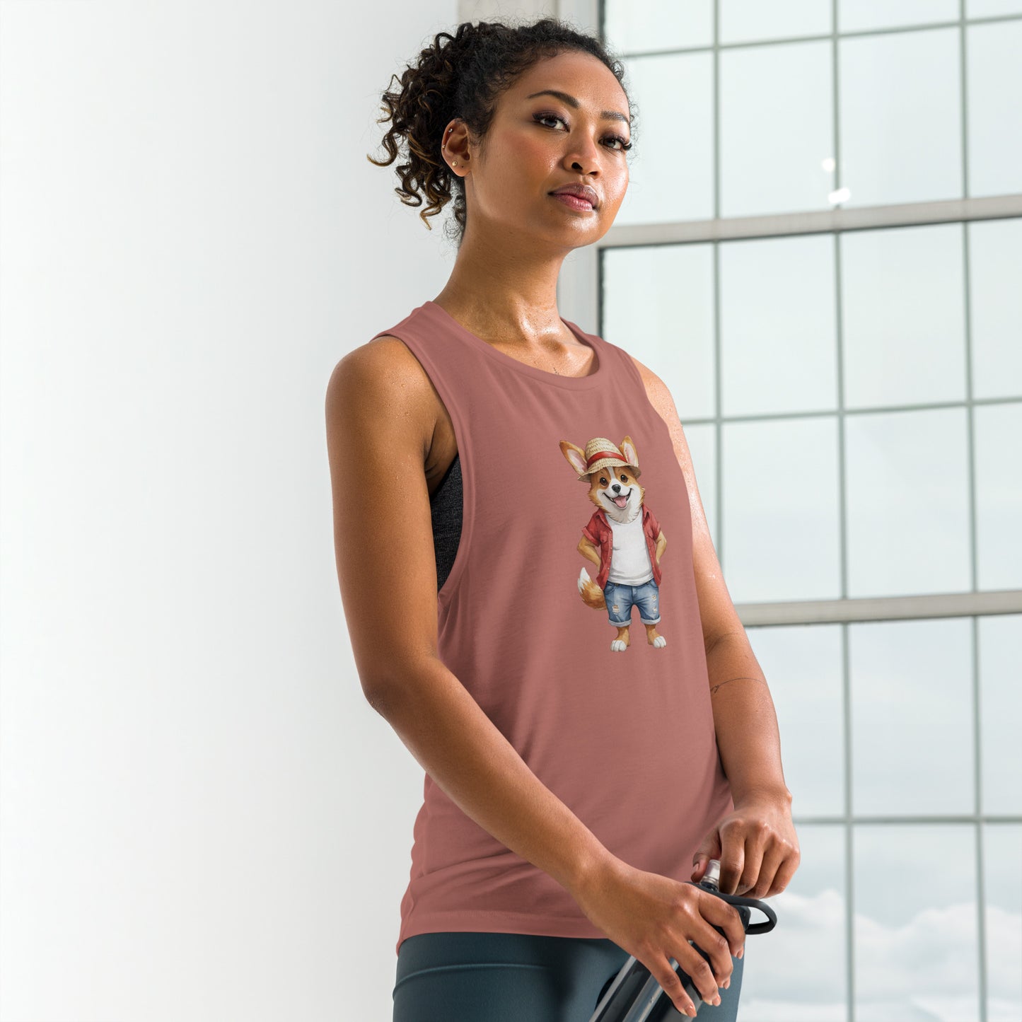 Corgi One Treat Ladies’ Muscle Tank