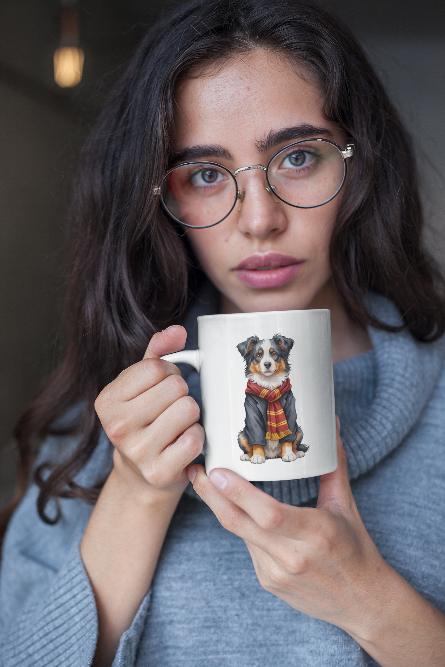 Australian Shepherd Wizard White Glossy Mug