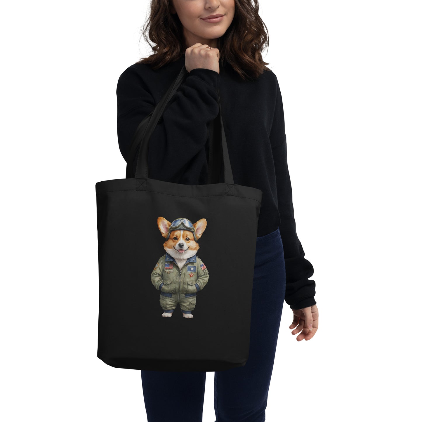 Corgi Vintage Pilot Eco Tote Bag