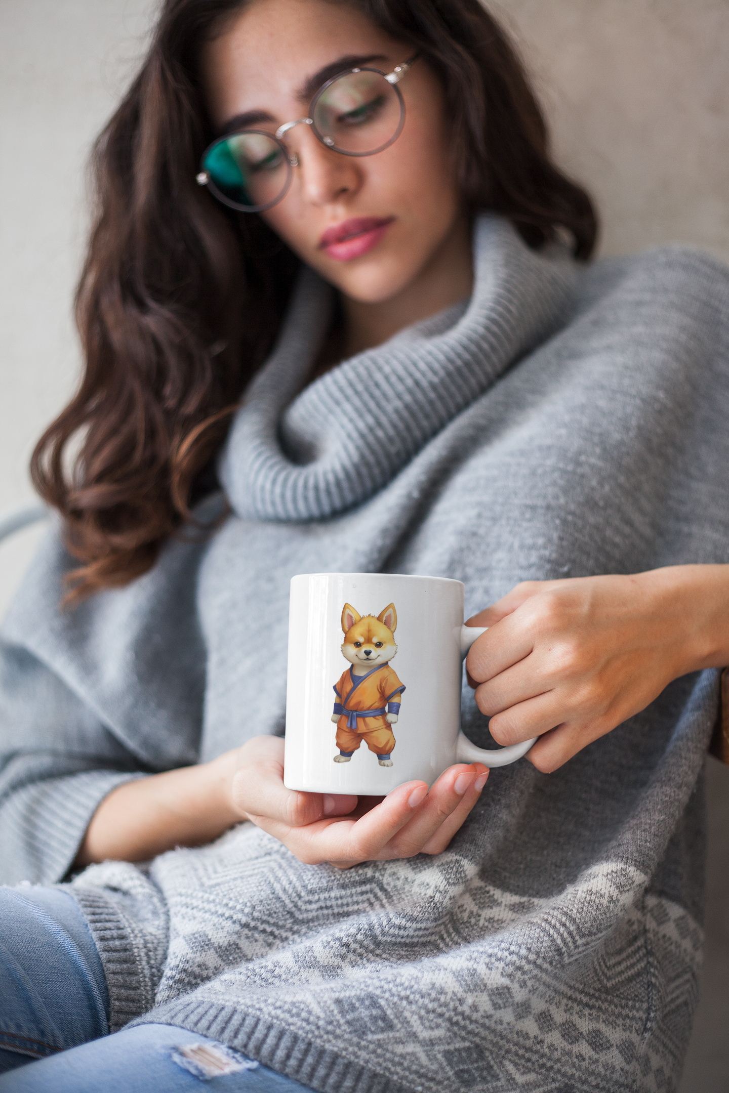 Shiba Inu Martial Art White Glossy Mug