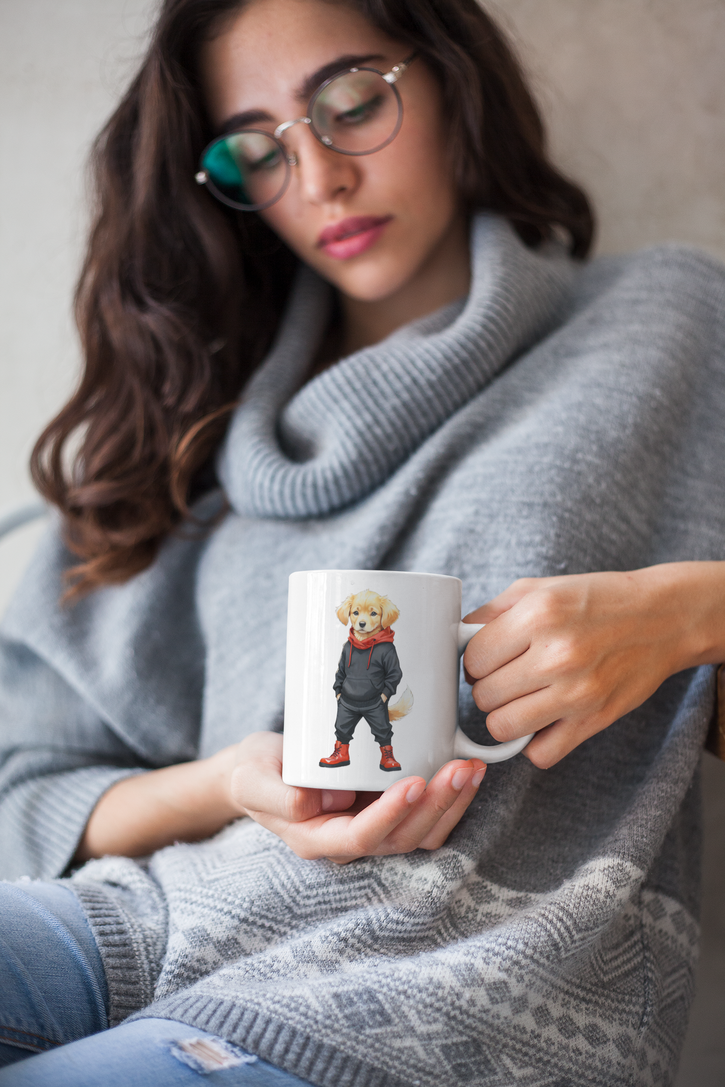 Golden Retriever Jujutsu White Glossy Mug