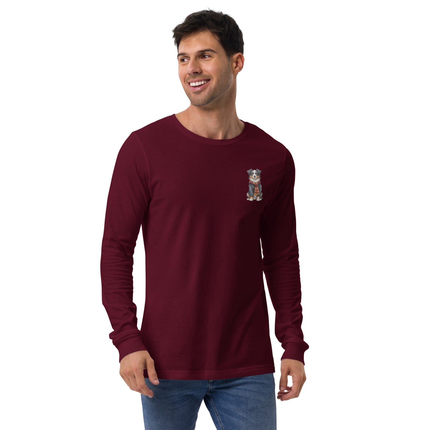 Australian Shepherd Wizard Small Print Long Sleeve T-Shirt