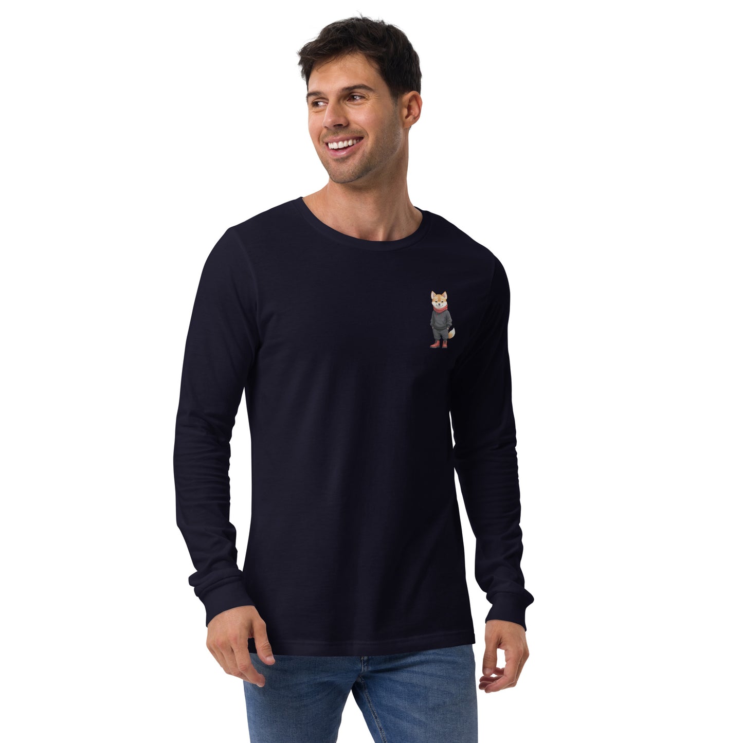 Shiba Inu Jujutsu Small Print Long Sleeve T-Shirt