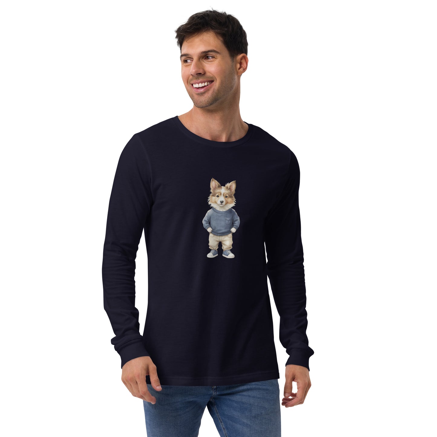 Shetland Sheepdog Joy Large Print Long Sleeve T-Shirt