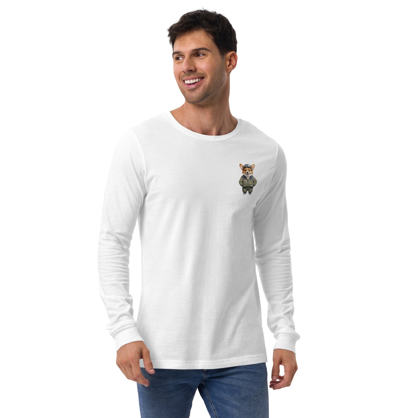 Corgi Vintage Pilot Small Print Long Sleeve T-Shirt
