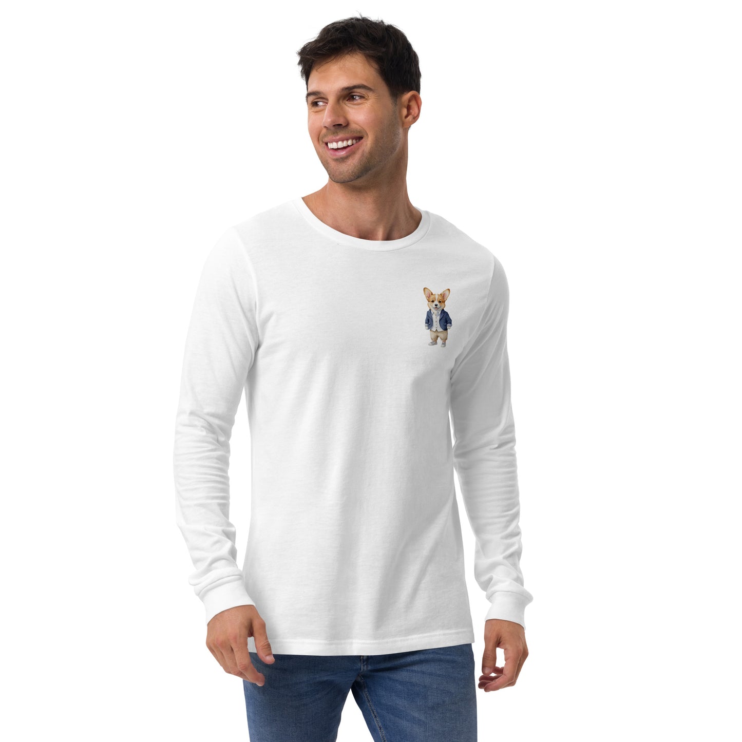 Corgi Good Boy Small Print Long Sleeve T-Shirt