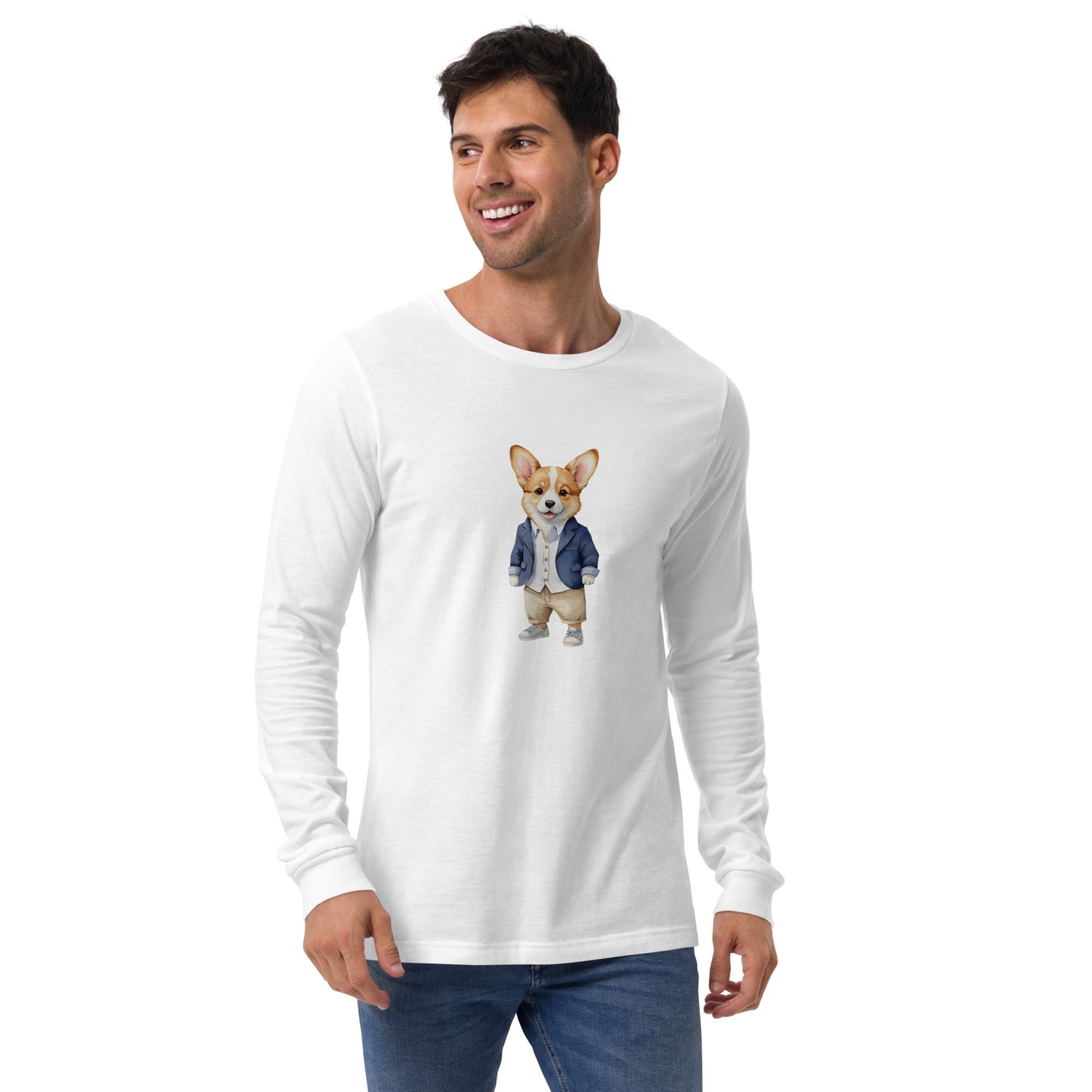 Corgi Good Boy Large Print Long Sleeve T-Shirt