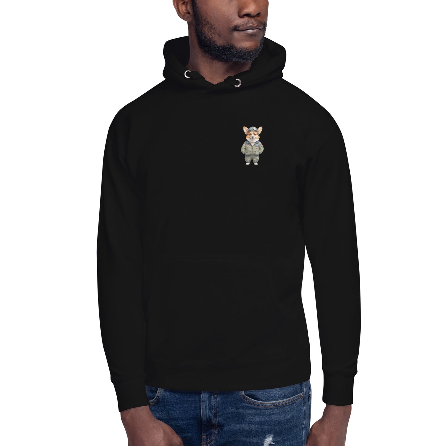 Corgi Vintage Pilot Small Print Unisex Hoodie