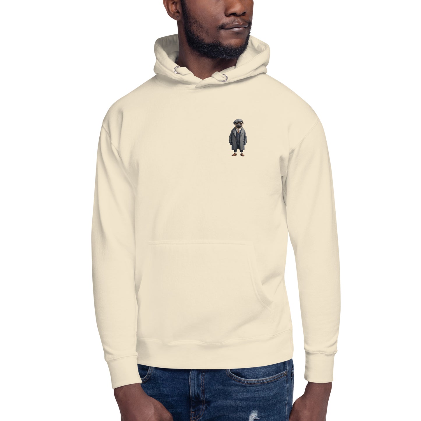 Pug Vintage Shelby Small Print Unisex Hoodie