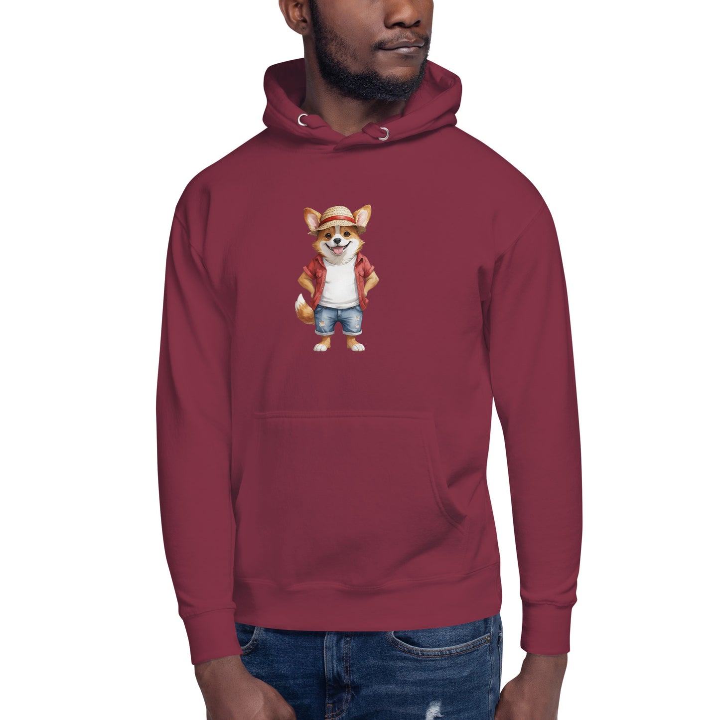 Corgi One Treat Large Print Unisex Hoodie