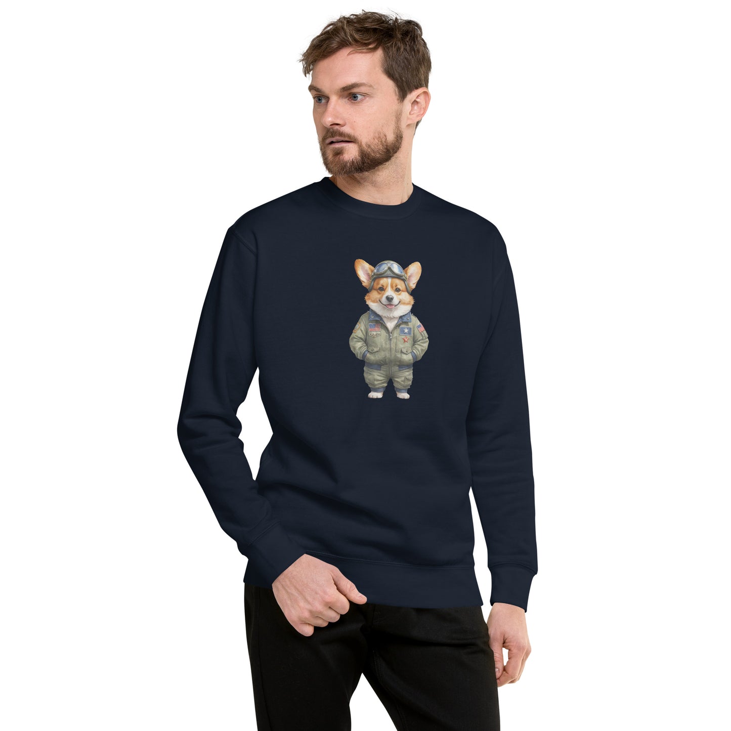 Corgi Vintage Pilot Large Print Sweatshirt