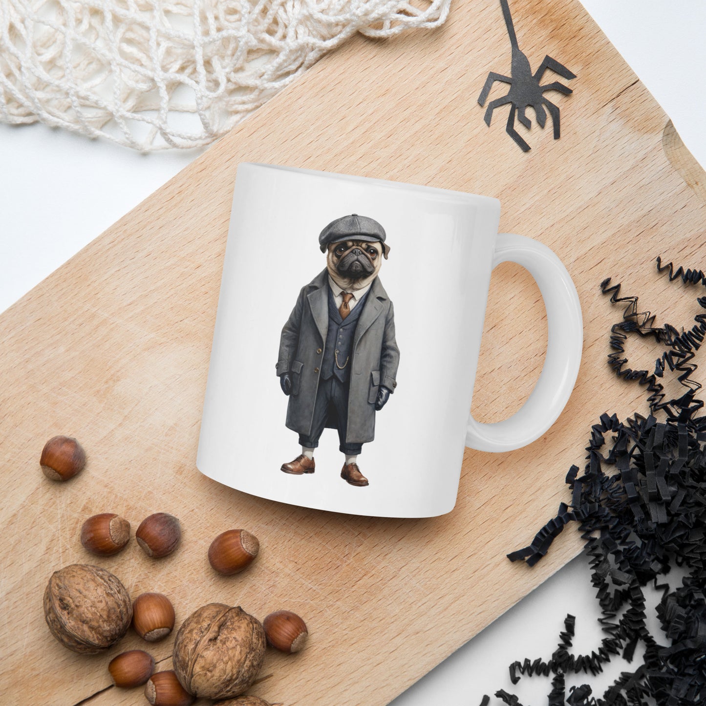Pug Vintage Shelby White Glossy Mug