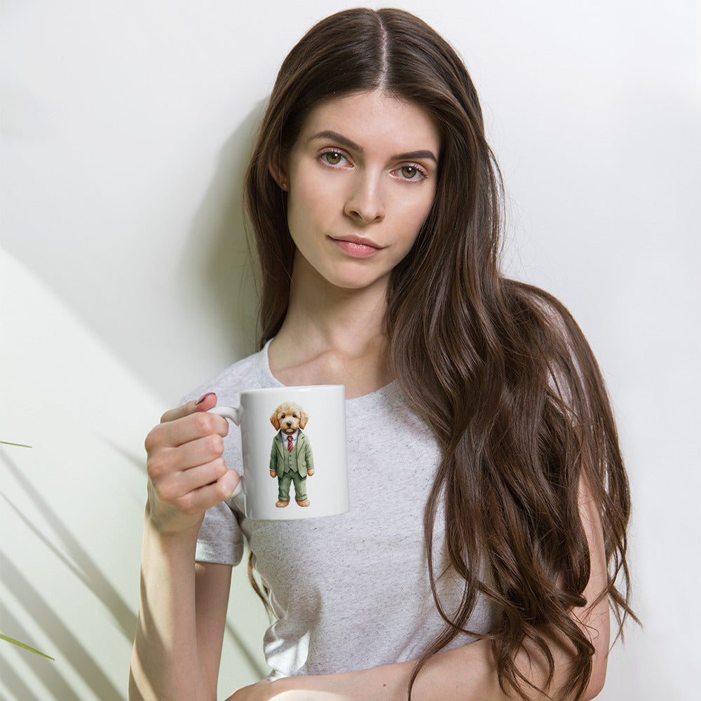 Goldendoodle Spy x White Glossy Mug
