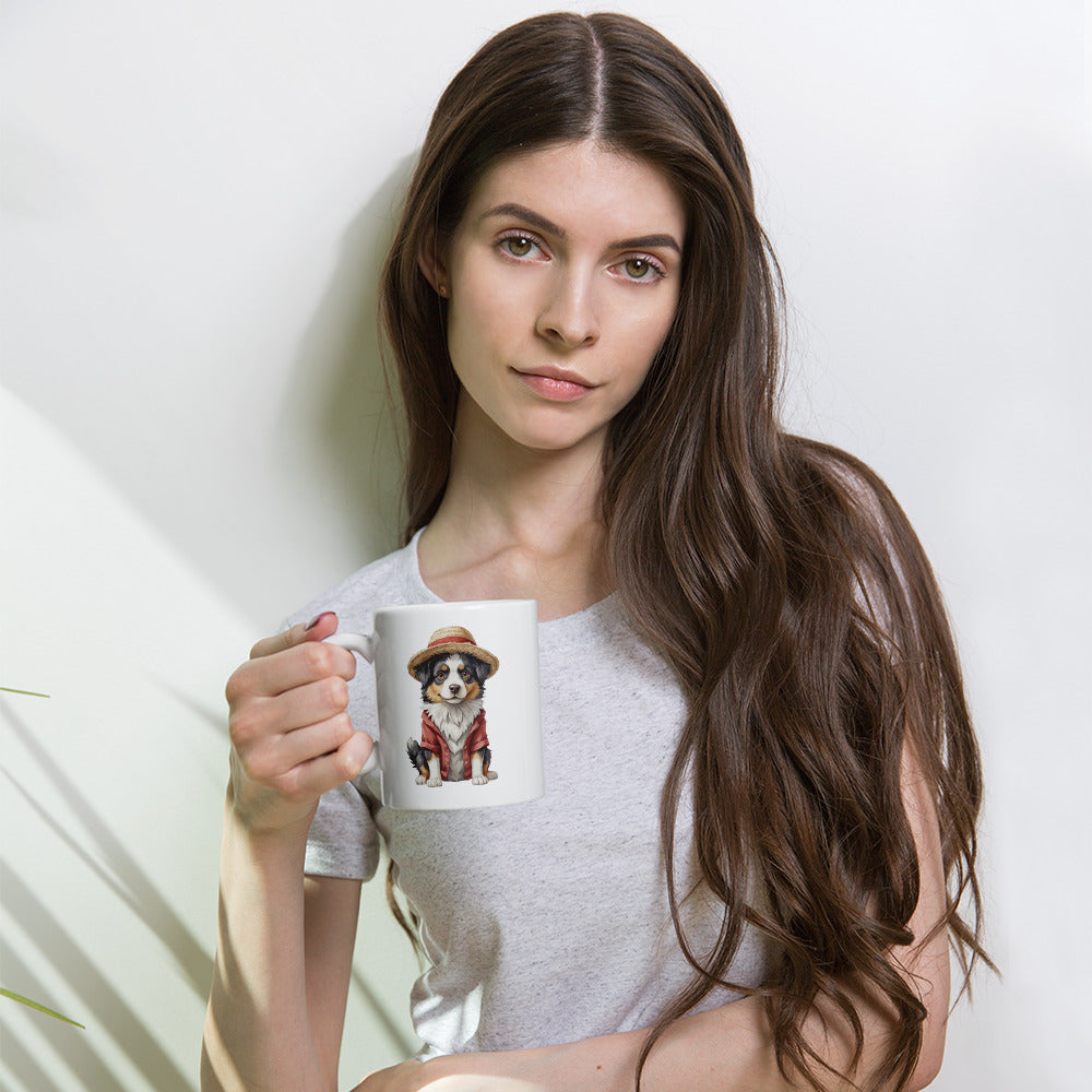 Australian Shepherd One Treat White Glossy Mug