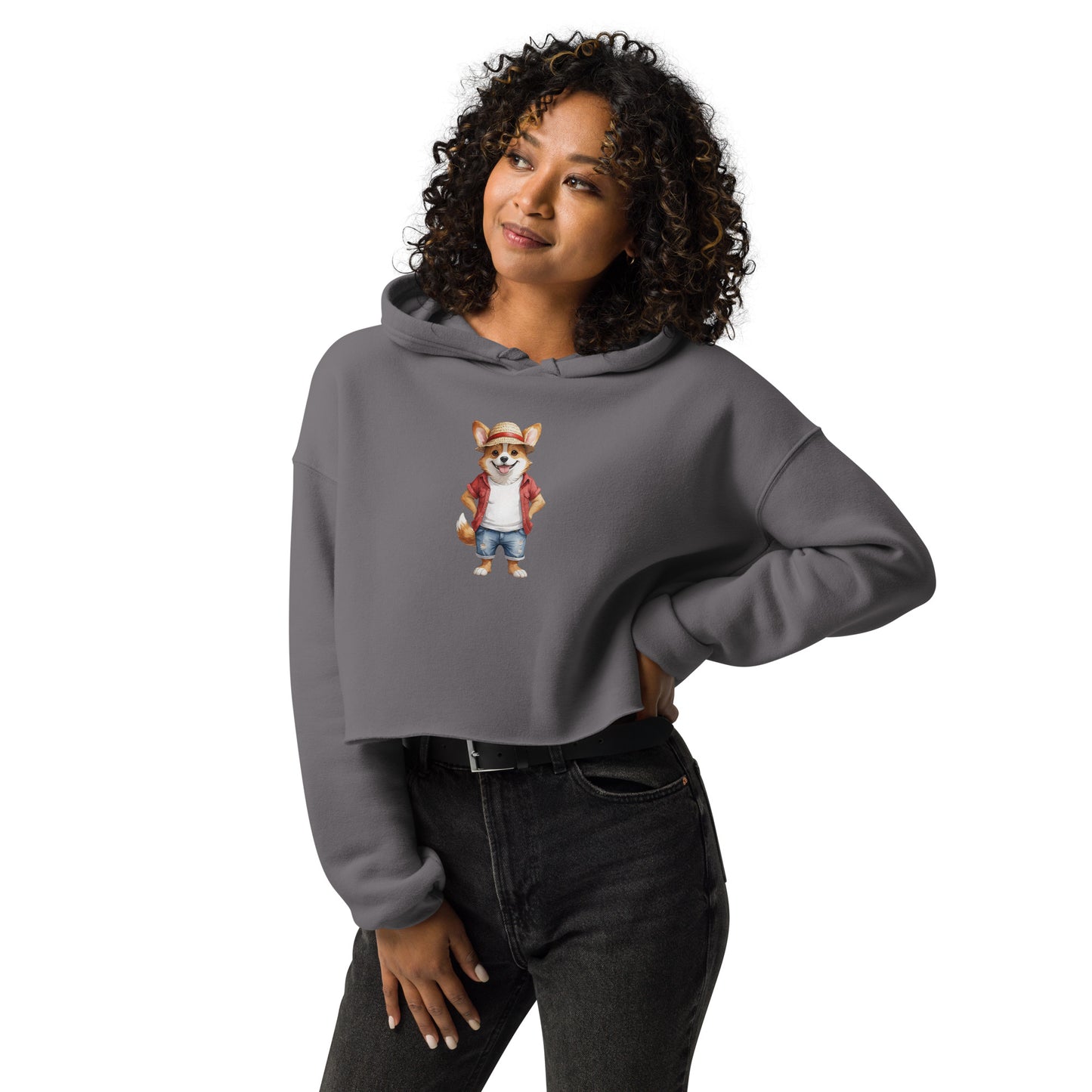 Corgi One Treat Crop Hoodie