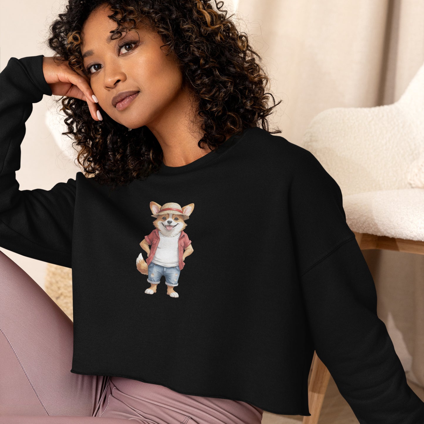 Corgi One Treat Crop Sweatshirt