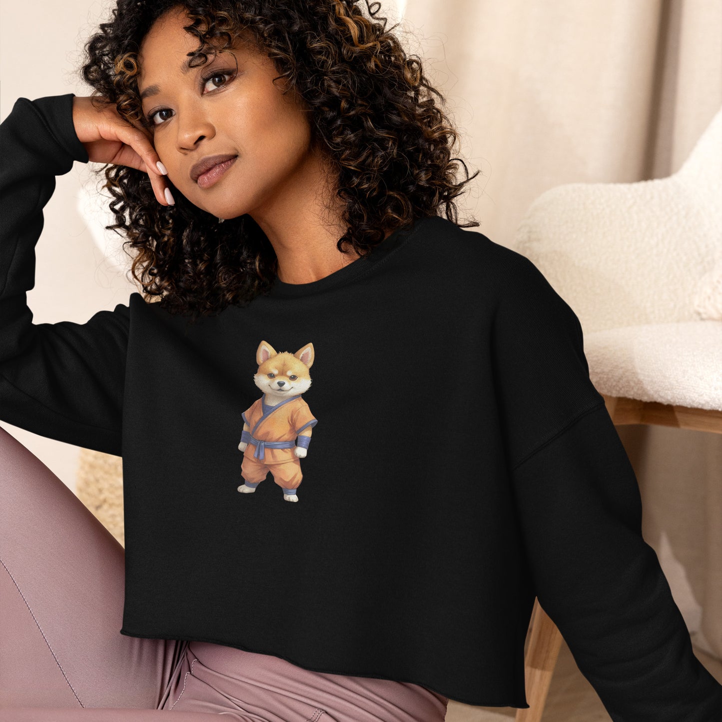 Shiba Inu Martial Art Crop Sweatshirt