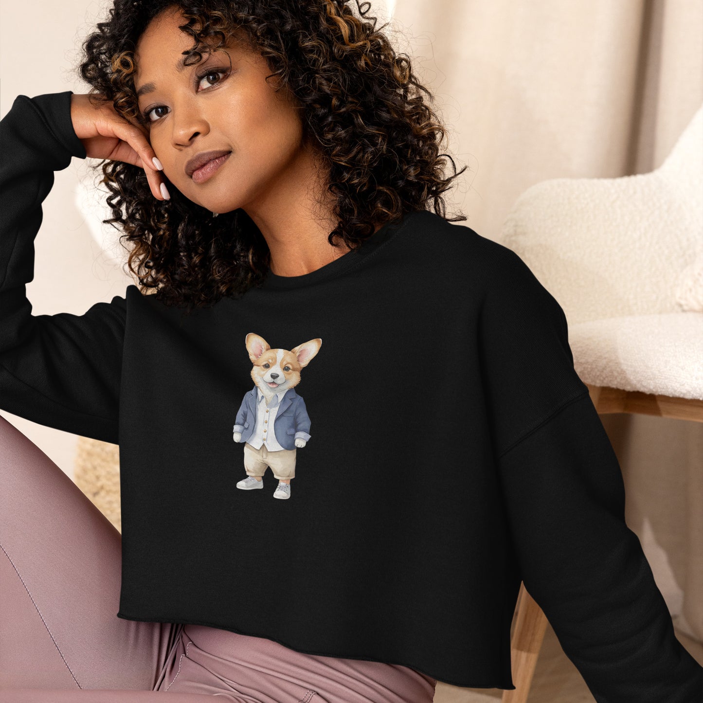Corgi Good Boy Crop Sweatshirt