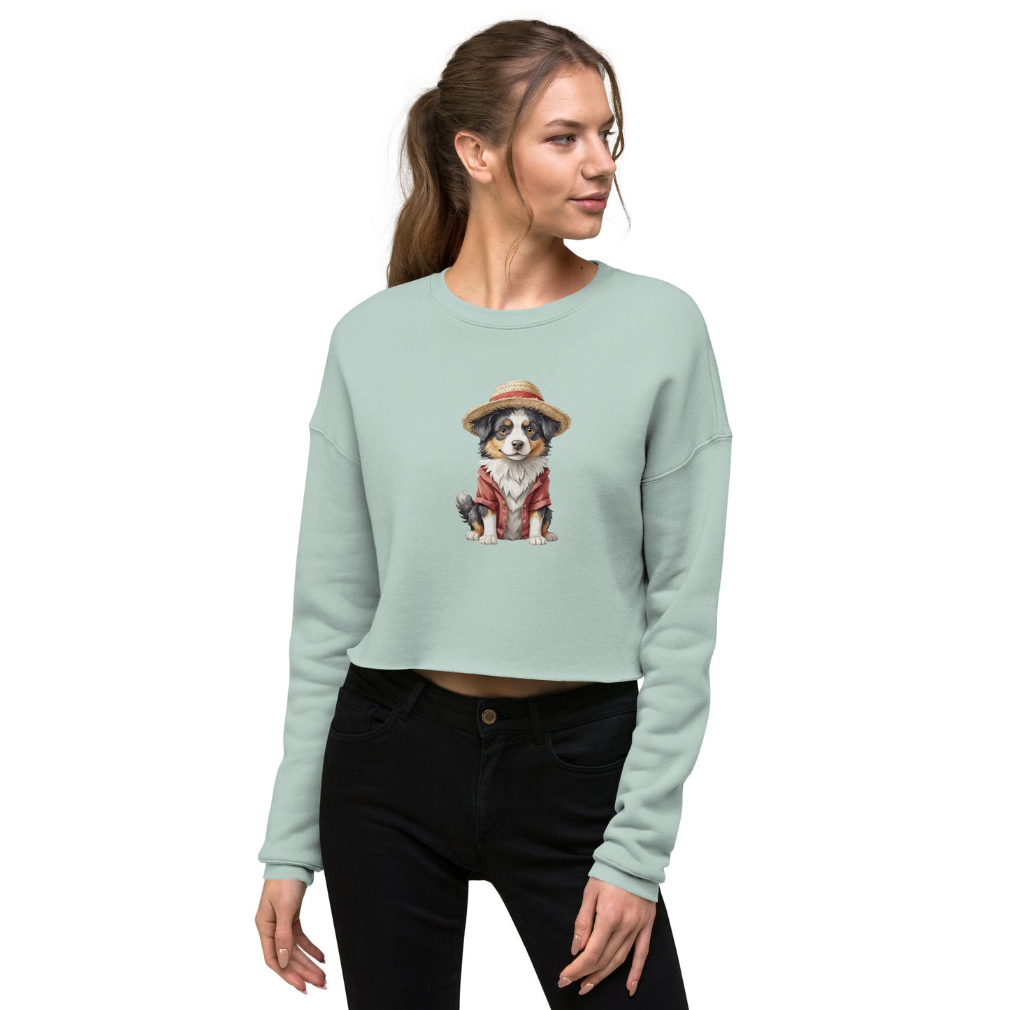 Australian Shepherd One Treat Crop Sweatshirt