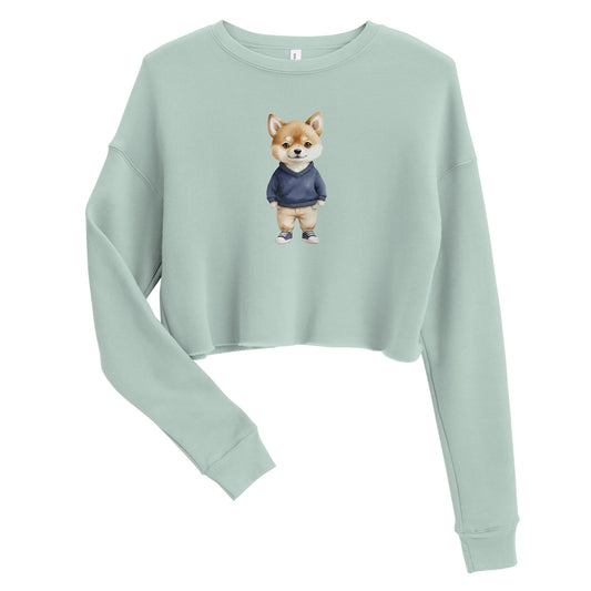 Shiba Inu Summer Treat Crop Sweatshirt