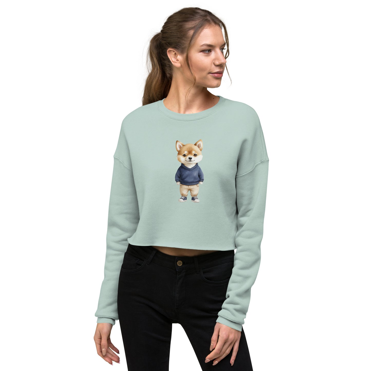 Shiba Inu Summer Treat Crop Sweatshirt