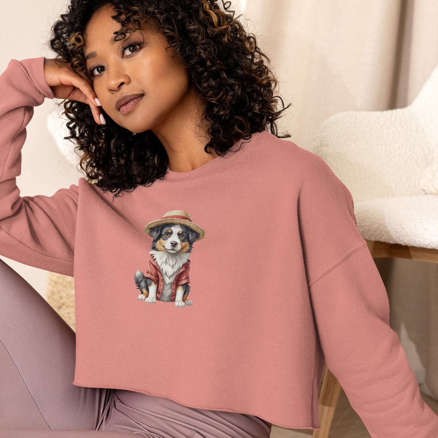 Australian Shepherd One Treat Crop Sweatshirt