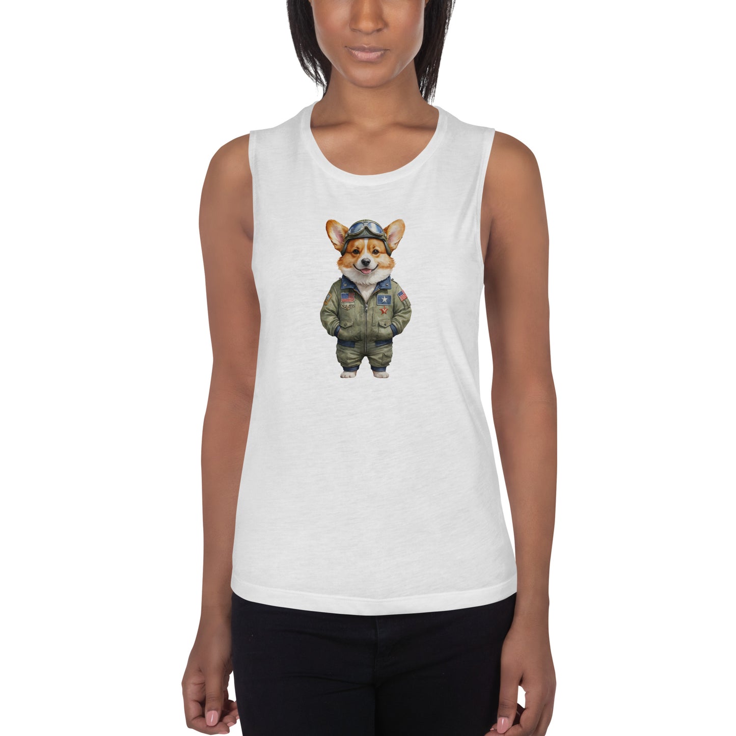Corgi Vintage Pilot Ladies’ Muscle Tank
