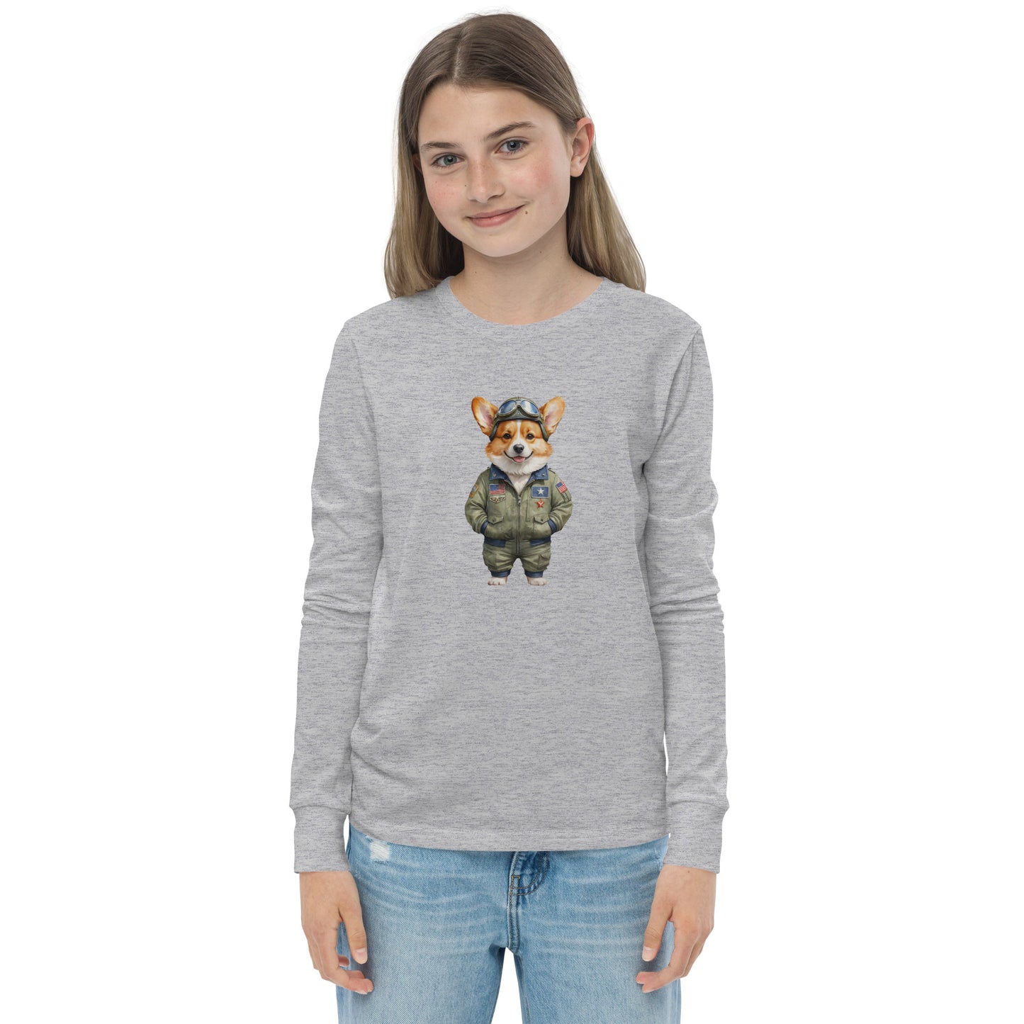 Corgi Vintage Pilot Youth Long Sleeve T-Shirt